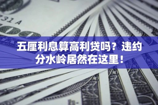 武汉五厘利息算高利贷吗？违约分水岭居然在这里！