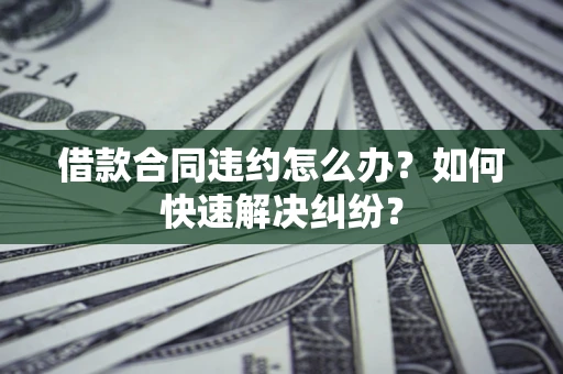 武汉借款合同违约怎么办？如何快速解决纠纷？